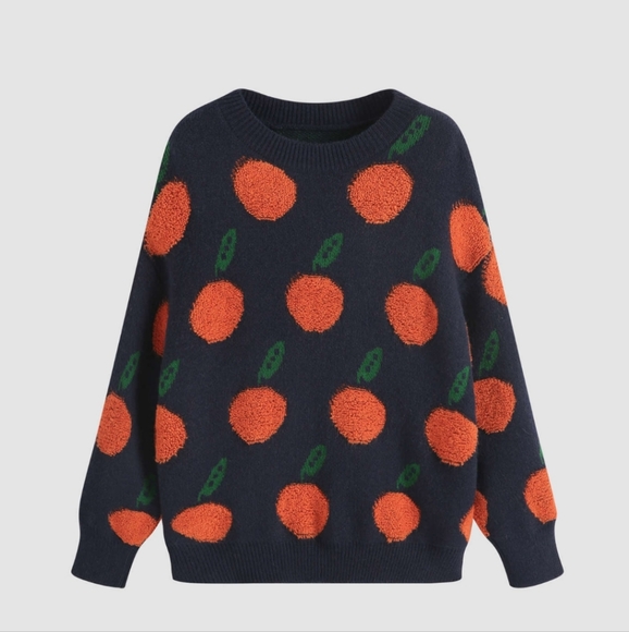 NWOT Cider Orange Pattern Sweater - Picture 2 of 4